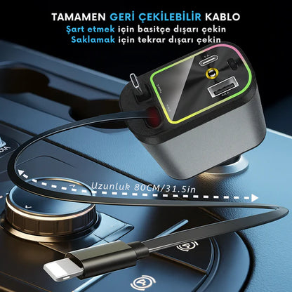 Projeksiyonlu 66W Hızlı Araç Şarj Cihazı